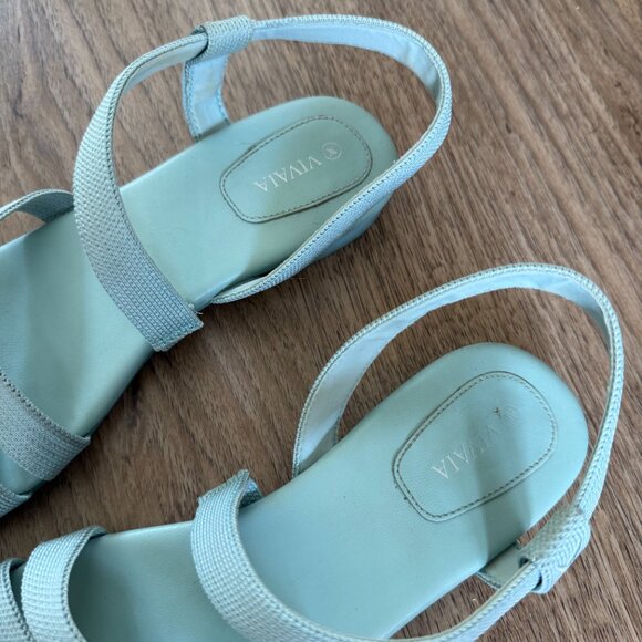 Vivaia Light Blue Woven Strap Slingback Sandals 39 / US 8 - Picture 3 of 7